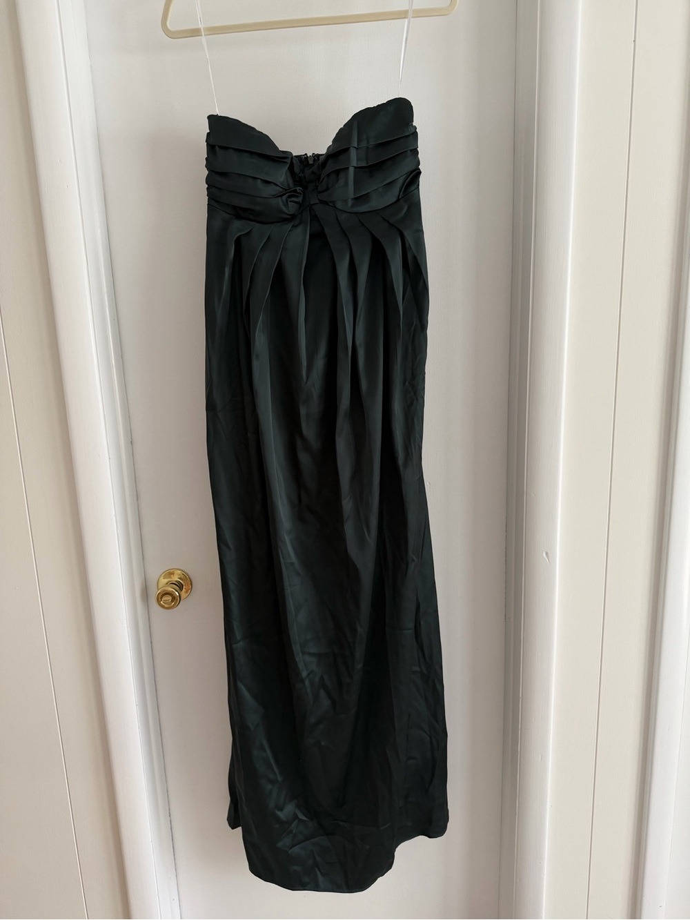 Lulu's Strapless Pleated Maxi Dress in Dark Green